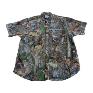 Vintage Remington Advantage Timber Vented Hunting Short Sleeve Button Up Size XL
